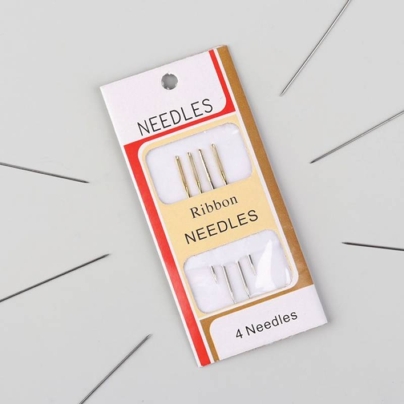 Иглы швейные для вышивания лентой, d = 1,07 мм, 4,4 - 4,9 см, 4 шт