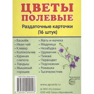 Раздаточные карточки 'Цветы полевые' (16 штук)