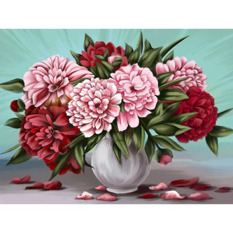 Алмазная вышивка на раме 30x40 с полным заполнением «Пионы»