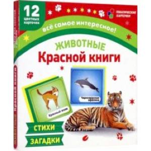 Животные Красной книги. 12 развивающих карточек с красочными картинками, стихами и загадками