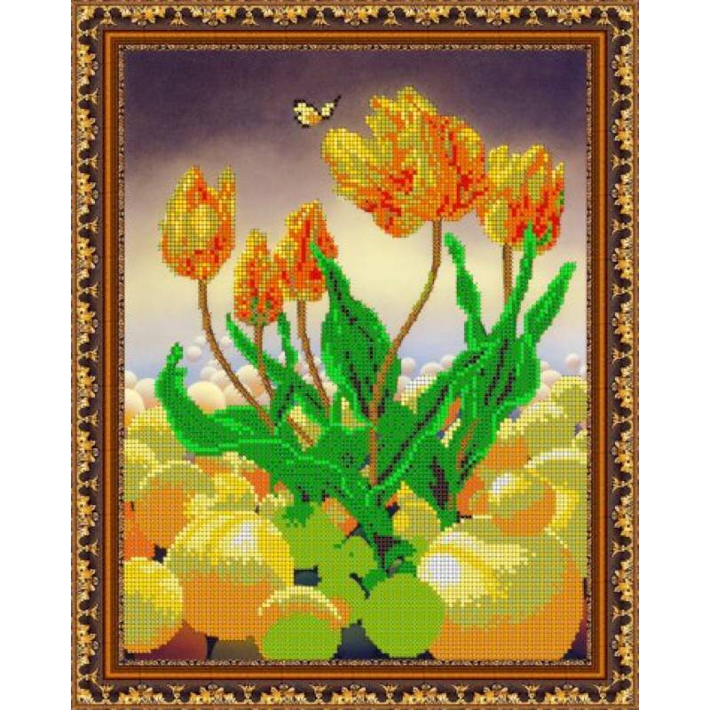«Светлица» набор для вышивания бисером №388 «Тюльпаны» бисер Чехия 24x30 см