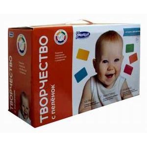 Творчество с пеленок. Комплект: 10 больших карточек, 100 цветных карточек, 9 цветных альбомов, арт-игры и трафареты, книга 'Творческое развитие ребенка', Волшебная капелька, дневнички занятий