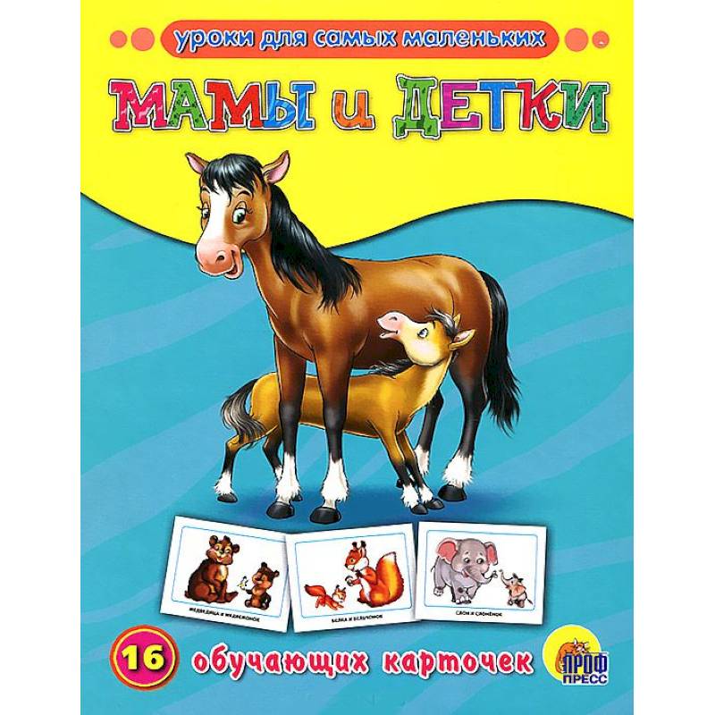 Мамы и детки. 16 обучающих карточек