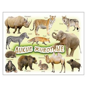 Шпаргалки для мамы Обучающие карточки Дикие животные 1-4 года