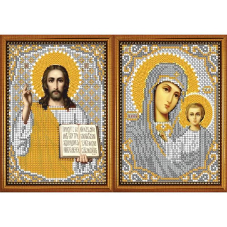 «Светлица» набор для вышивания бисером ВП457М,458М «Венчальная пара. Бца Казанская и Господь Вседержитель» бисер Чехия 12x16см