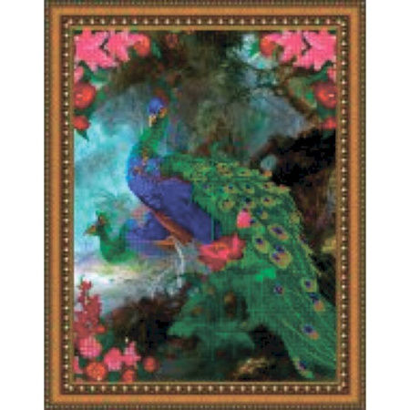 «Светлица» набор для вышивания бисером №092 «Павлины» бисер Чехия 39x49,5 см