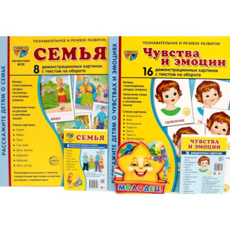 Развитие общих способностей, книга Семья, чувства и эмоции (комплект из 4-х наборов карточек + поощрительные звездочки) купить по низкой цене