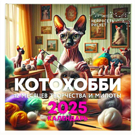 Книги для творчества, книга КотоХобби. 12 месяцев творчества и милоты. Нейросеть рисует купить по низкой цене