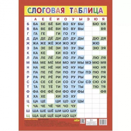 Литература, книга Слоговая таблица (большой формат) купить по низкой цене