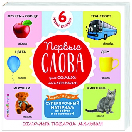 Знакомство с миром, развитие малыша, книга Комплект из 6 супер-прочных мини-книжек «Первые слова для самых маленьких» купить по низкой цене