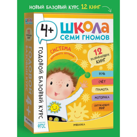 Общая подготовка к школе, книга Годовой базовый курс.4+ (комплект 12 кн.+развив.материалы в коробе) купить по низкой цене