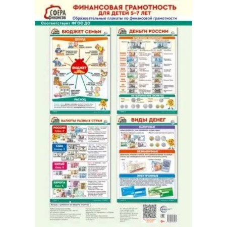 Экономика. Право, книга Финансовая грамотность для детей 5-7 лет. Образовательные плакаты по финансовой грамотности. (4 листа А3+текст на обороте) купить по низкой цене