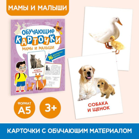 Книги для дошкольников (4-6 лет), книга Мамы и малыши.16 двусторонних карточек купить по низкой цене