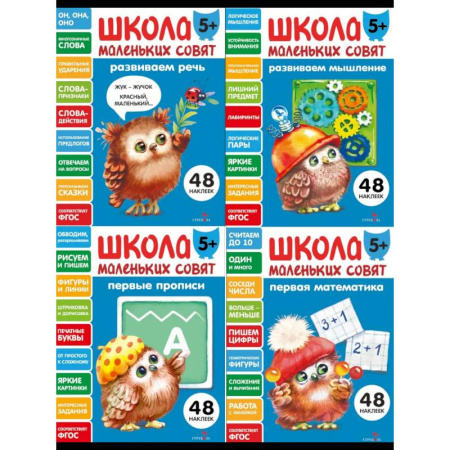 Общая подготовка к школе, книга Школа маленьких совят 5+ (комплект из 4-х кн.) купить по низкой цене