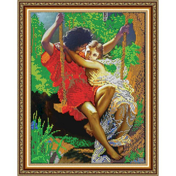 «Светлица» набор для вышивания бисером №228 «На качелях» бисер Чехия 24x30 см