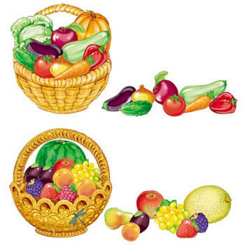 Комплект. Собери корзинку с овощами и фруктами. Дидактический набор