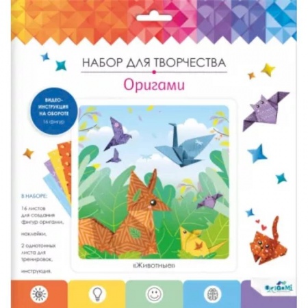 Оригами. Поделки из бумаги, книга Оригами с наклейками. Животные купить по низкой цене