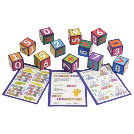 Обучение счету. Математика, книга Умные кубики в поддончике. 12 штук. Учимся считать купить по низкой цене