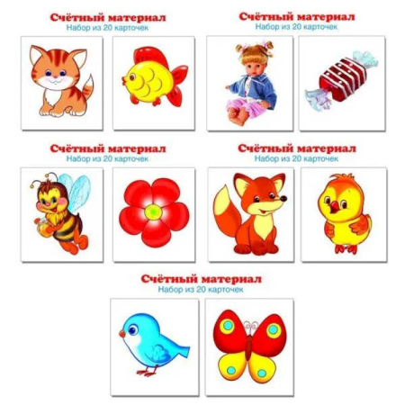 Обучение счету. Математика, книга Комплект счетного материала для девочек (набор из 5 видов по 20 карточек) купить по низкой цене