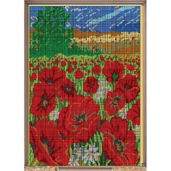 329П Набор для вышивания бисером «Полевые маки» бисер Чехия 30x38 см